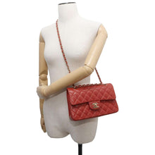 Load image into Gallery viewer, CHANEL Matelasse Double Flap ChainShoulder Bag Red A01113 Lambskin Size 23
