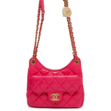 Load image into Gallery viewer, CHANEL Matelasse CC Logo Hobo Bag Pink AS3710 Shiny Calf Leather
