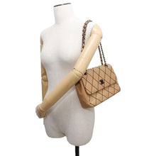 Load image into Gallery viewer, CHANEL CC Logo Wild Stitch Double Chain Shoulder Bag Beige A14687 Calf Leather
