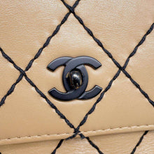 Load image into Gallery viewer, CHANEL CC Logo Wild Stitch Double Chain Shoulder Bag Beige A14687 Calf Leather
