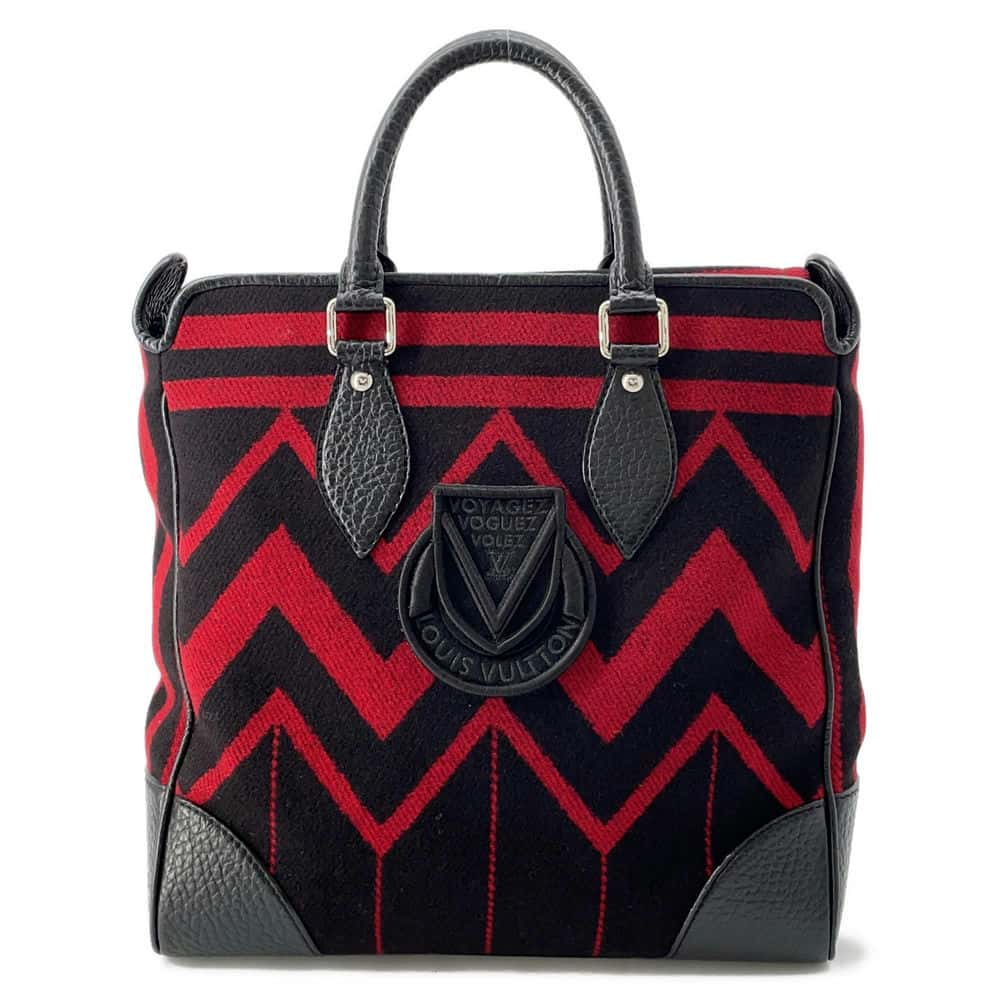 LOUIS VUITTON Cabas Vale Noir/Red M95241 Wool  Leather