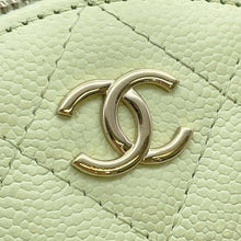 Load image into Gallery viewer, CHANEL Matelasse Round ChainShoulder Bag Green AP2502 Caviar Leather Size Small
