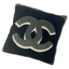 Load image into Gallery viewer, CHANEL CC Logo Cushion Black/White/Khaki Cashmere100% Mouton100%
