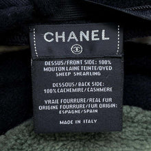 Load image into Gallery viewer, CHANEL CC Logo Cushion Black/White/Khaki Cashmere100% Mouton100%
