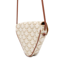 将图像加载到图库查看器中，CELINE Triomphe Shoulder Bag Ivory/Brown195902 PVC Coated Canvas Leather
