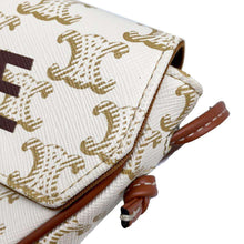 将图像加载到图库查看器中，CELINE Triomphe Shoulder Bag Ivory/Brown195902 PVC Coated Canvas Leather
