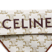 将图像加载到图库查看器中，CELINE Triomphe Shoulder Bag Ivory/Brown195902 PVC Coated Canvas Leather
