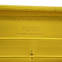 将图像加载到图库查看器中，FENDI Monster Round Zip Long Wallet Navy/Yellow 7M0210 Leather
