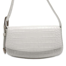 将图像加载到图库查看器中，BALENCIAGA Flap One Shoulder Bag White 618930 Croco embossed leather
