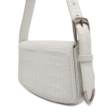 Load image into Gallery viewer, BALENCIAGA Flap One Shoulder Bag White 618930 Croco embossed leather
