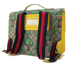 将图像加载到图库查看器中，GUCCI GG Supreme Children&#39;s Backpack Smiling Plant Beige/Green/Yellow410791 PVC Leather
