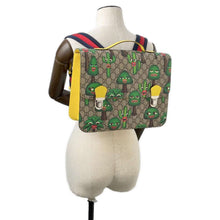 将图像加载到图库查看器中，GUCCI GG Supreme Children&#39;s Backpack Smiling Plant Beige/Green/Yellow410791 PVC Leather
