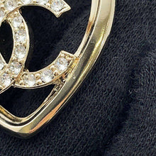 将图像加载到图库查看器中，CHANEL CC Logo Heart Rhinestone Brooch Gold ABA093 Metal Rhinestone
