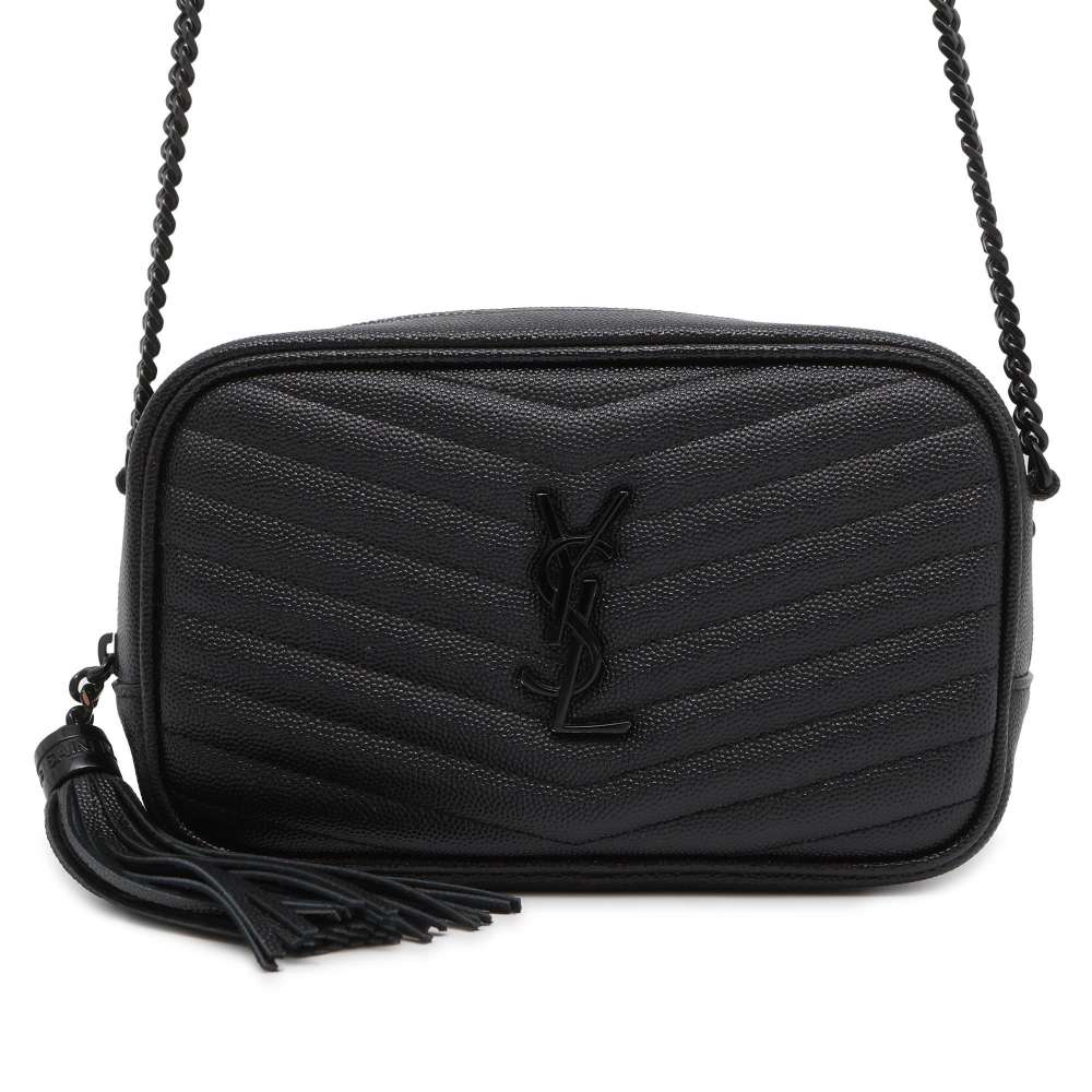 SAINT LAURENT PARIS Lou ChainShoulder Bag Black 612579 Leather Size Mini