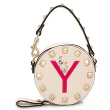 将图像加载到图库查看器中，Valentino Garavani Rock Studded Round Pouch Ivory Leather
