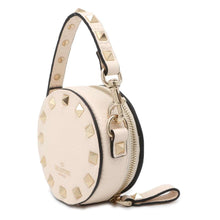 将图像加载到图库查看器中，Valentino Garavani Rock Studded Round Pouch Ivory Leather
