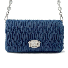 将图像加载到图库查看器中，MIUMIU Matelasse Shoulder Bag CrystalBijoux Blue 5BH012 Denim
