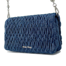 将图像加载到图库查看器中，MIUMIU Matelasse Shoulder Bag CrystalBijoux Blue 5BH012 Denim
