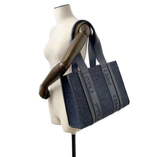 将图像加载到图库查看器中，Chloe Woody tote Navy CHC22WS383I5844D Felt Leather Size Medium
