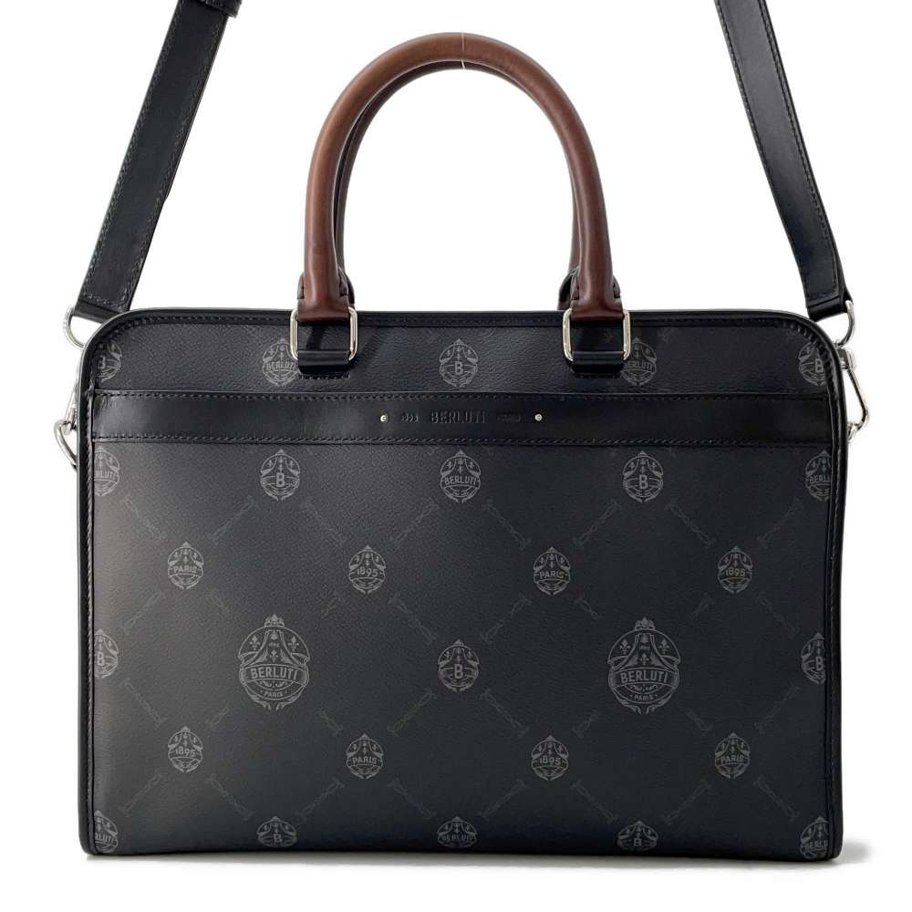 Berluti Journey Briefcase Black PVC Coated Canvas