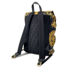 将图像加载到图库查看器中，FENDI Fendace Backpack Black/Yellow/Brown 7VZ066 Nylon
