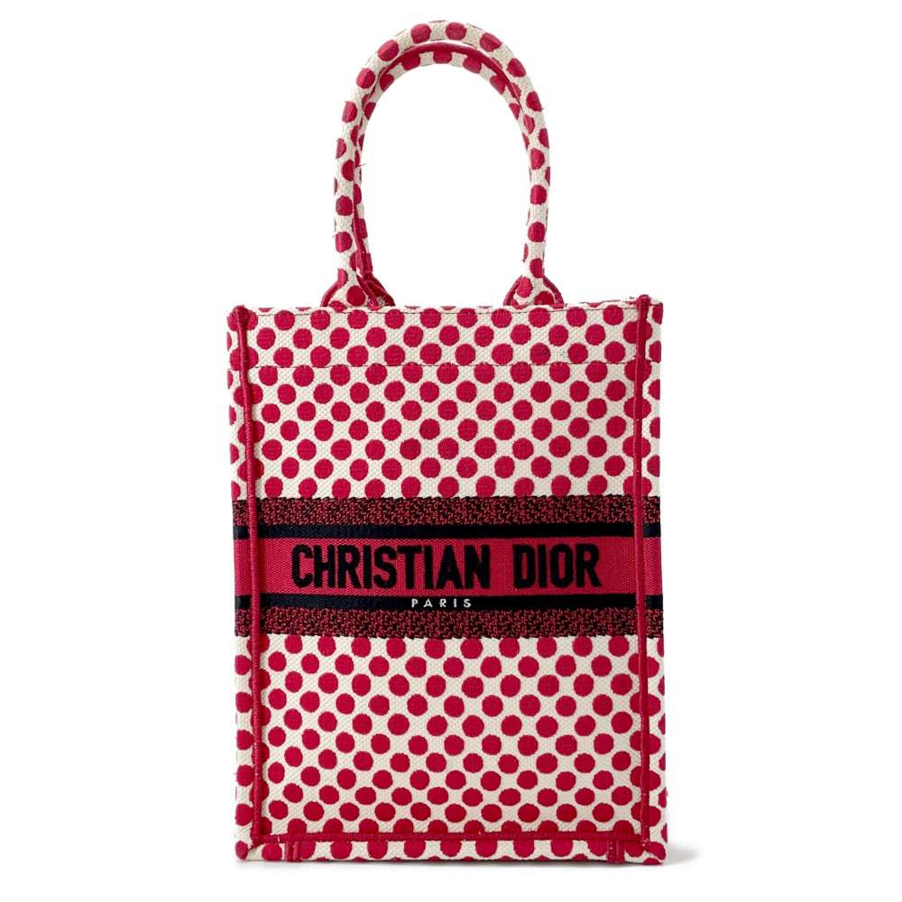 Dior Dior Amour Vertical Book Tote Dot Red Canvas