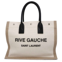 将图像加载到图库查看器中，SAINT LAURENT PARIS Rive Gauche Tote Bag Natural/Black 617481 Canvas Size Small
