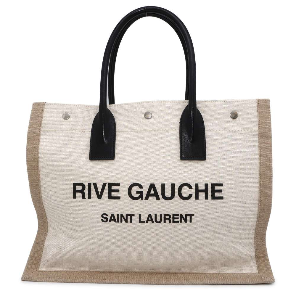 SAINT LAURENT PARIS Rive Gauche Tote Bag Natural/Black 617481 Canvas Size Small