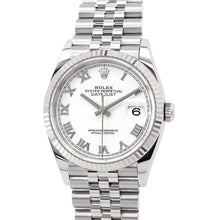 将图像加载到图库查看器中，ROLEX Datejust W36mm Stainless Steel K18WG White/Roman Dial 126234
