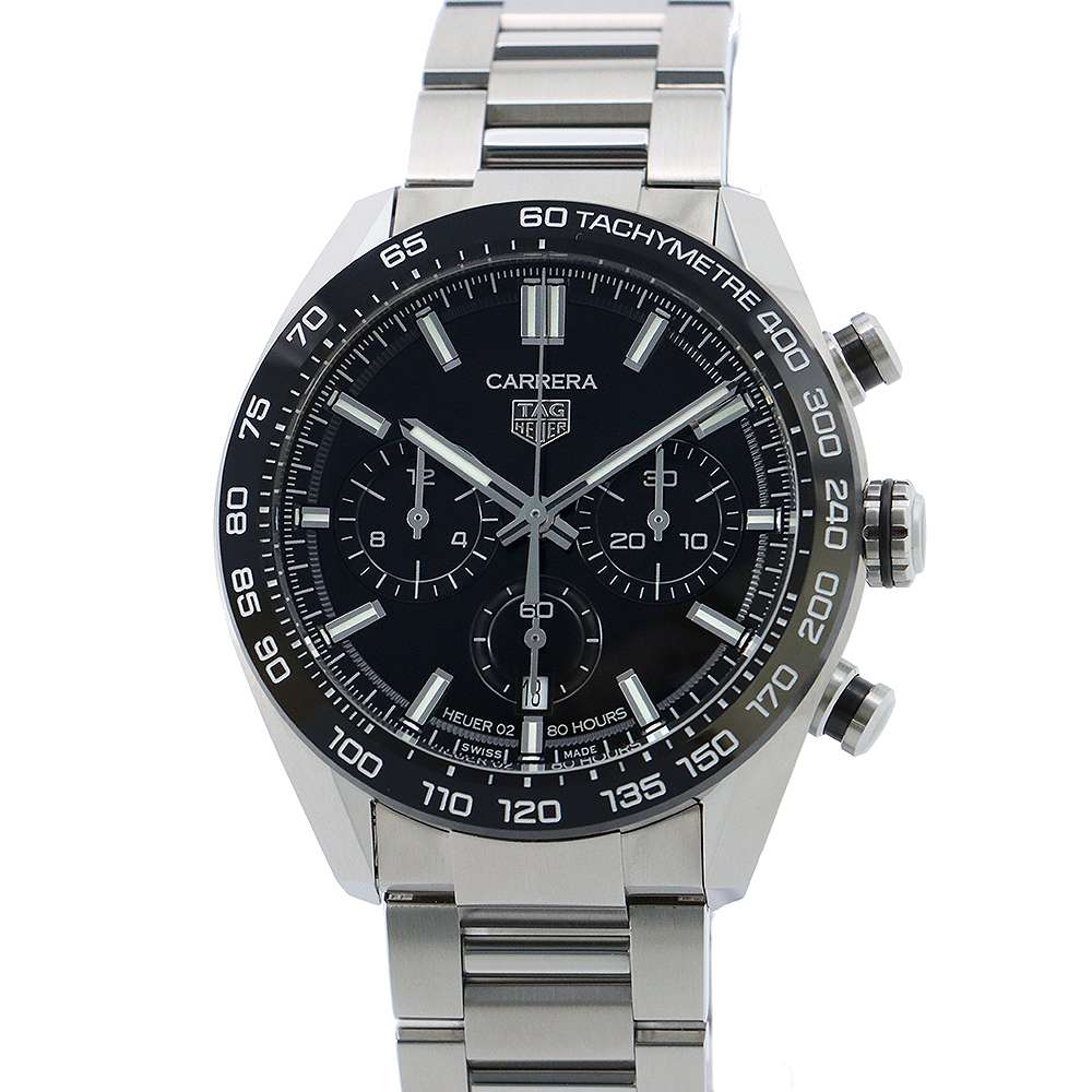 TAG HEUER Carrera Calibre Heuer 02 Sports Chronograph W44mm Stainless Steel Ce Black DialCBN2A1B.BA0643