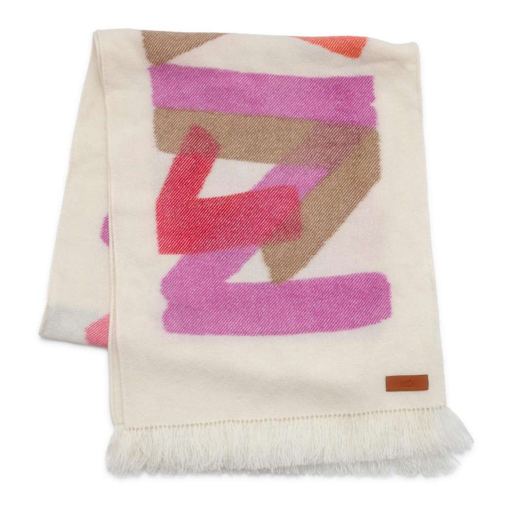 HERMES Scarf・Stole Ikat・Zig Zag Rouge/Rose/Camel Cashmere100%