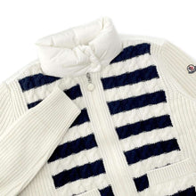 将图像加载到图库查看器中，MONCLER Down knit cardigan striped Size XS White/Navy J10939B00004M1241P70 Wool 100%
