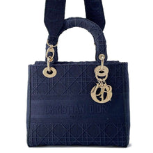 将图像加载到图库查看器中，Dior Lady D Light 2way Handbag Navy Canvas
