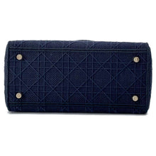 将图像加载到图库查看器中，Dior Lady D Light 2way Handbag Navy Canvas
