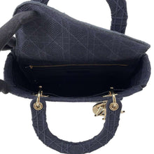 将图像加载到图库查看器中，Dior Lady D Light 2way Handbag Navy Canvas
