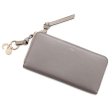 将图像加载到图库查看器中，Chloe Alphabet Zip Around Long Cloth Gray CHC21WP941 Leather
