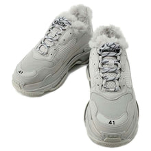 将图像加载到图库查看器中，BALENCIAGA TRIPLE S FAKE FURSneakers Gray 668563 Leather Nylon Faux Fur Size 41
