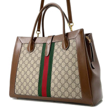 将图像加载到图库查看器中，GUCCI Jackie 1961 2WAY Tote Bag Brown/Beige 649015 GG SupremeCanvas Leather Size Large
