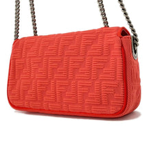 将图像加载到图库查看器中，FENDI Midi Baguette Chain Shoulder Bag Red 8BR793 FabricSuede Leather
