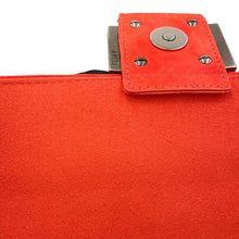 将图像加载到图库查看器中，FENDI Midi Baguette Chain Shoulder Bag Red 8BR793 FabricSuede Leather
