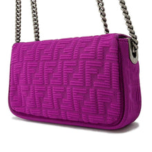 Load image into Gallery viewer, FENDI Midi Baguette Chain Shoulder Bag Purple 8BR793 FabricSuede Leather
