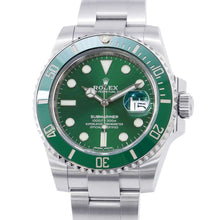 将图像加载到图库查看器中，ROLEX Submariner Date W40mm Stainless Steel Green Dial 116610LV
