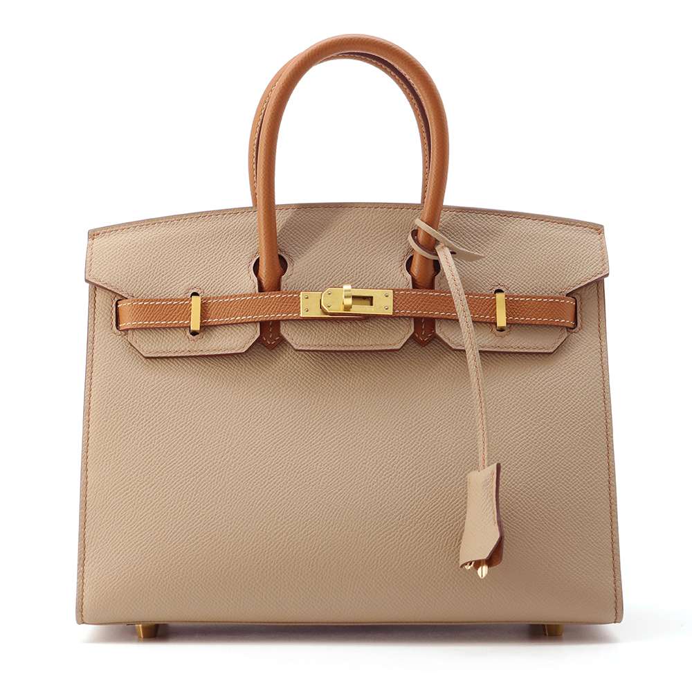 HERMES Birkin Sellier Verso SPO Beige Marpha/Gold Epsom Size 25