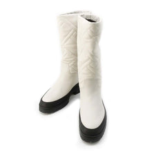 Load image into Gallery viewer, HERMES Fuji Exlibris Boots Ivory/Black Calf Leather Rubber Size 38
