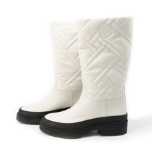 Load image into Gallery viewer, HERMES Fuji Exlibris Boots Ivory/Black Calf Leather Rubber Size 38
