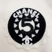 Load image into Gallery viewer, CHANEL CC Logo Sequins Blouson with Logo Patch Size 38 White/BlackP74166 Rayon91% Nylon7% Polyurethane2%
