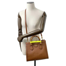 将图像加载到图库查看器中，GUCCI Diana Bamboo Handle 2wayHandbag Brown 660195 Leather Size Small
