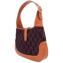 将图像加载到图库查看器中，GUCCI Jackie 1961 2wayBag Navy/Brown/Red 636706 Leather Felt
