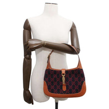 将图像加载到图库查看器中，GUCCI Jackie 1961 2wayBag Navy/Brown/Red 636706 Leather Felt
