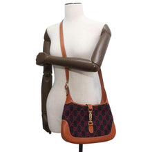 将图像加载到图库查看器中，GUCCI Jackie 1961 2wayBag Navy/Brown/Red 636706 Leather Felt
